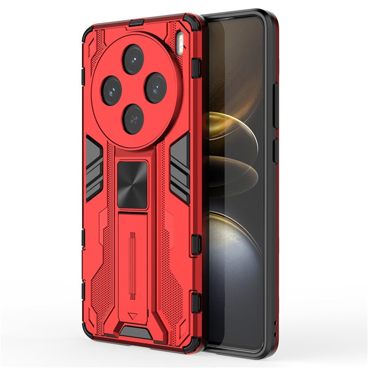 For vivo X100s 5G Case with Kickstand PC + TPU Shockproof Phone Cover - Red