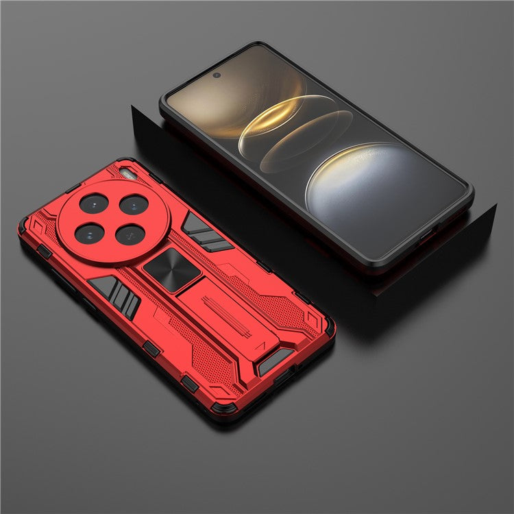 For vivo X100s 5G Case with Kickstand PC + TPU Shockproof Phone Cover - Red