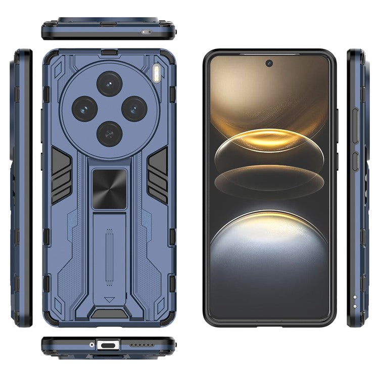 For vivo X100s 5G Case with Kickstand PC + TPU Shockproof Phone Cover - Blue