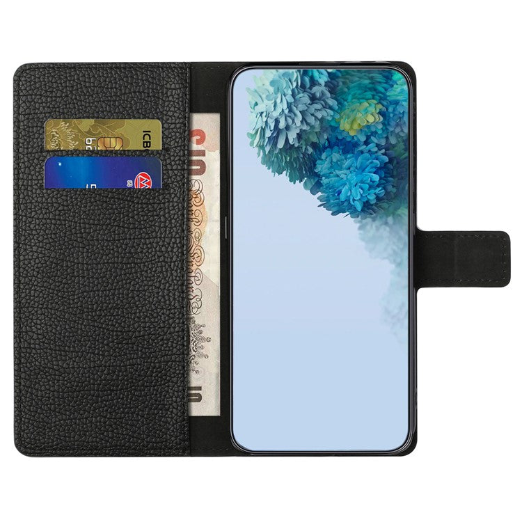 For Samsung Galaxy S24 FE Case Wallet Litchi Texture Leather Phone Cover - Black