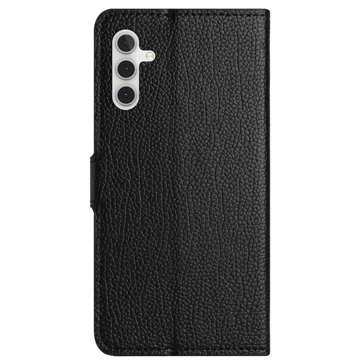 For Samsung Galaxy S24 FE Case Wallet Litchi Texture Leather Phone Cover - Black