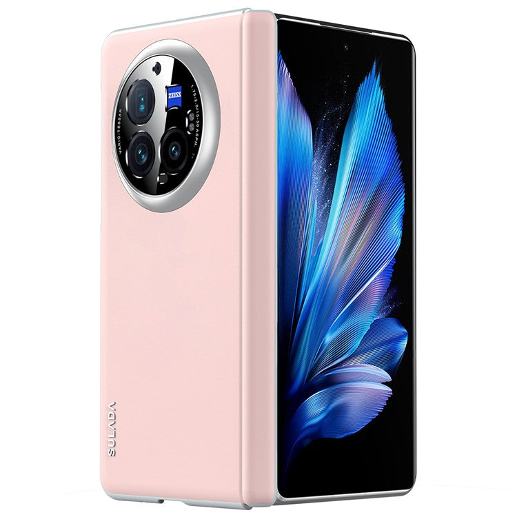 SULADA For vivo X Fold3 Pro Magnetic Case Leather+PC Folding Phone Cover with Spring Hinge - Pink