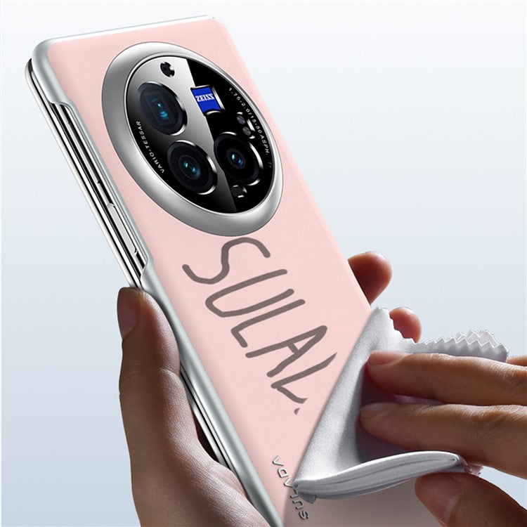 SULADA For vivo X Fold3 Pro Magnetic Case Leather+PC Folding Phone Cover with Spring Hinge - Pink