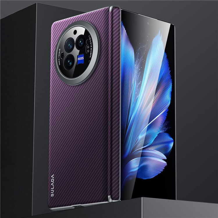 SULADA For vivo X Fold3 Magnetic Case Leather+PC Drop-Proof Shell Supports Wireless Charging - Purple