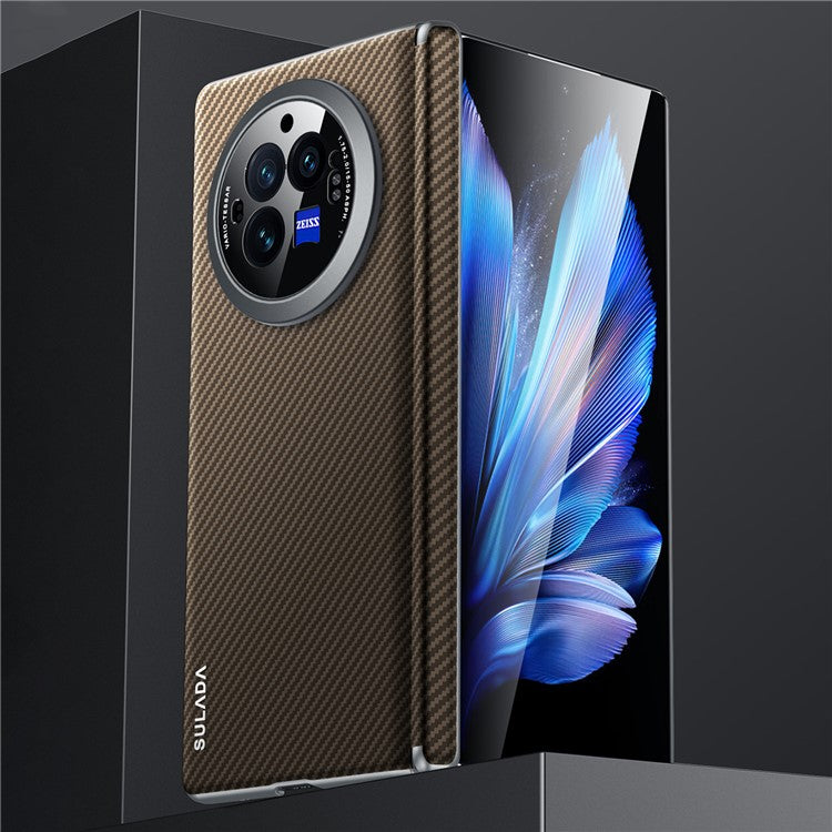 SULADA For vivo X Fold3 Magnetic Case Leather+PC Drop-Proof Shell Supports Wireless Charging - Brown