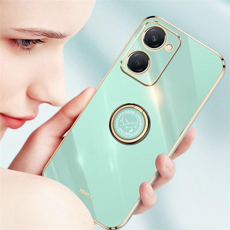 XINLI For vivo Y18 4G Case Electroplating Kickstand TPU Protective Phone Cover - Cyan