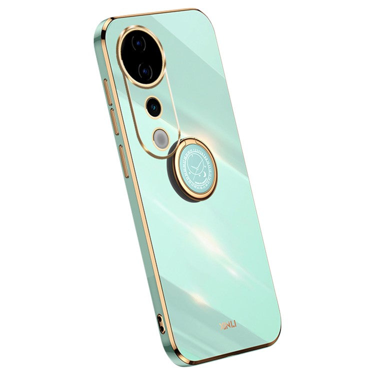 XINLI For vivo S19 Pro 5G Kickstand Case Electroplating Soft TPU Phone Cover - Cyan