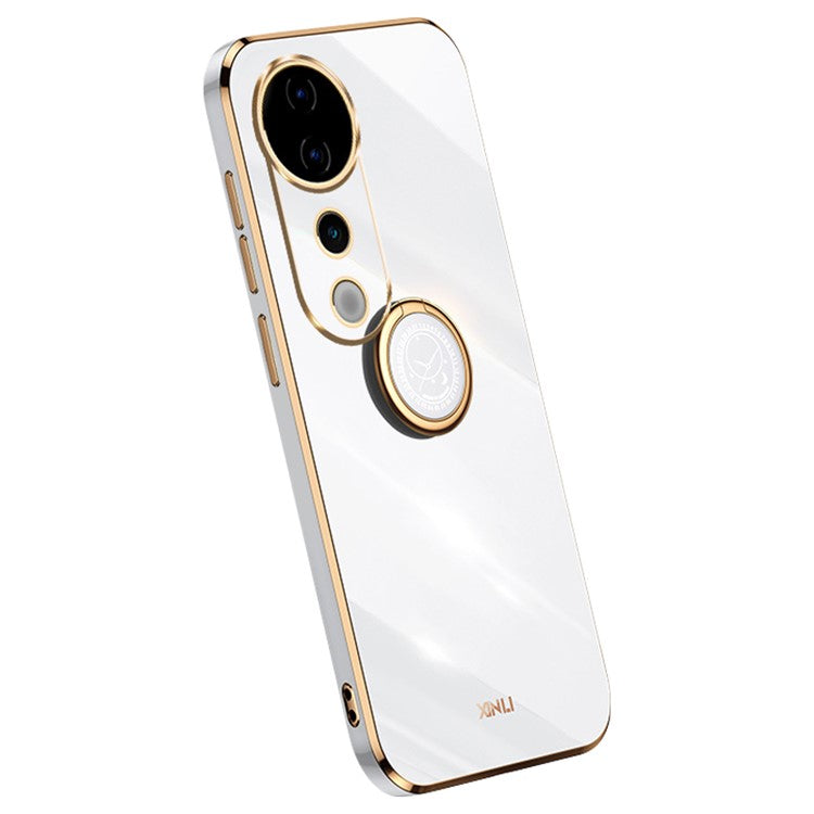 XINLI For vivo S19 Pro 5G Kickstand Case Electroplating Soft TPU Phone Cover - White