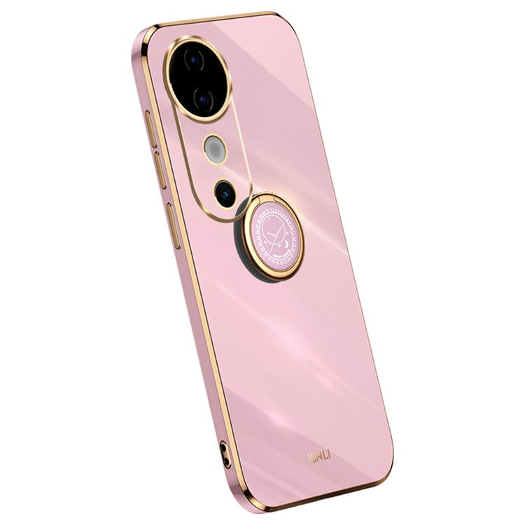 XINLI For vivo S19 5G Case Kickstand TPU Phone Cover Electroplating Frame Edge - Purple