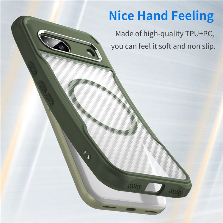 For Google Pixel 8a Case Compatible with MagSafe Translucent TPU+PC Phone Cover - Green