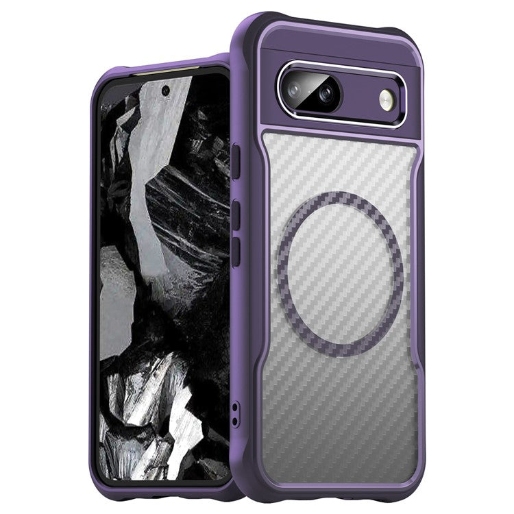 For Google Pixel 8a Case Compatible with MagSafe Translucent TPU+PC Phone Cover - Purple