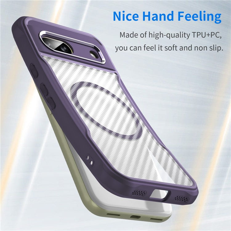 For Google Pixel 8a Case Compatible with MagSafe Translucent TPU+PC Phone Cover - Purple