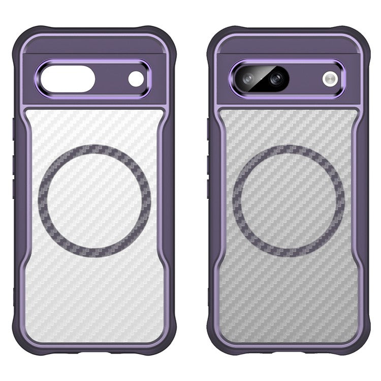 For Google Pixel 8a Case Compatible with MagSafe Translucent TPU+PC Phone Cover - Purple