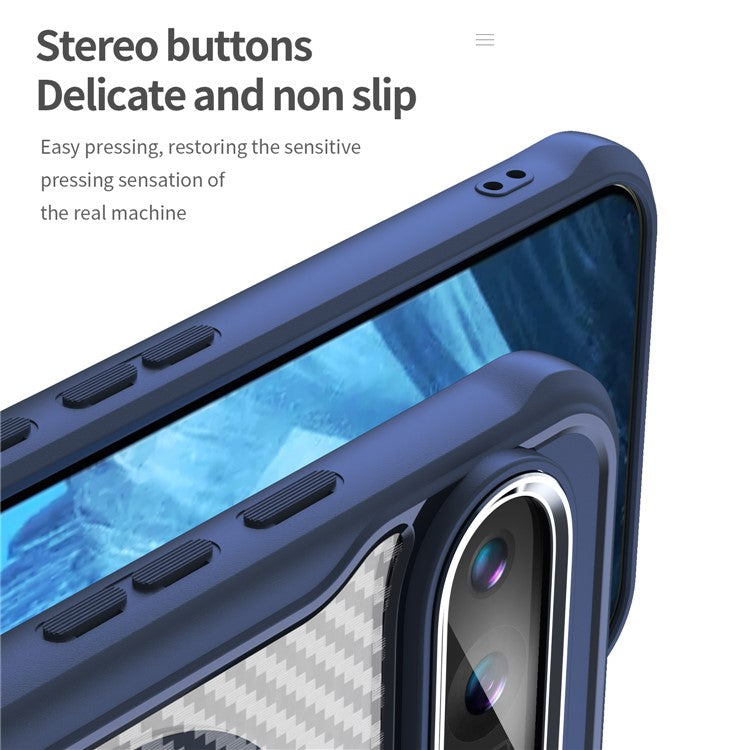 For Google Pixel 9 Pro XL Magnetic Case Carbon Fiber Texture Translucent TPU+PC Phone Cover - Blue