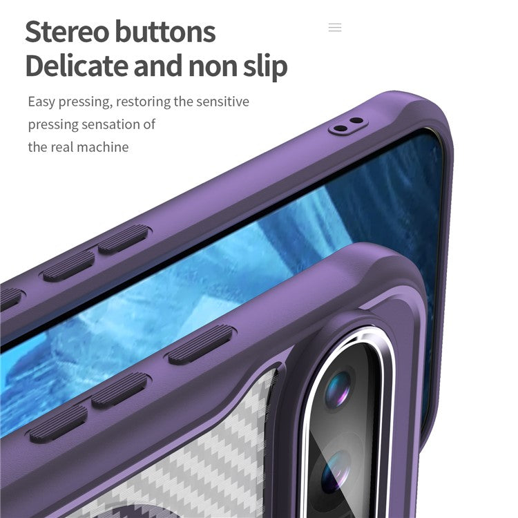 For Google Pixel 9 Pro XL Magnetic Case Carbon Fiber Texture Translucent TPU+PC Phone Cover - Purple