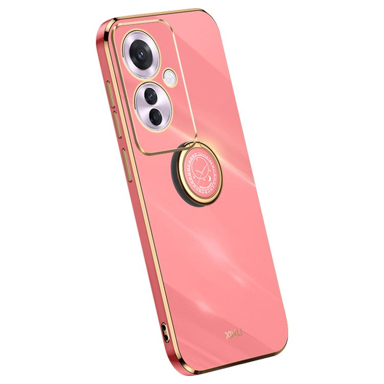 XINLI For Oppo Reno11 F 5G Case Electroplating TPU Phone Cover with Kickstand - Red