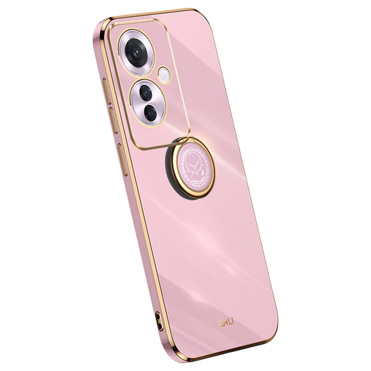 XINLI For Oppo Reno11 F 5G Case Electroplating TPU Phone Cover with Kickstand - Purple