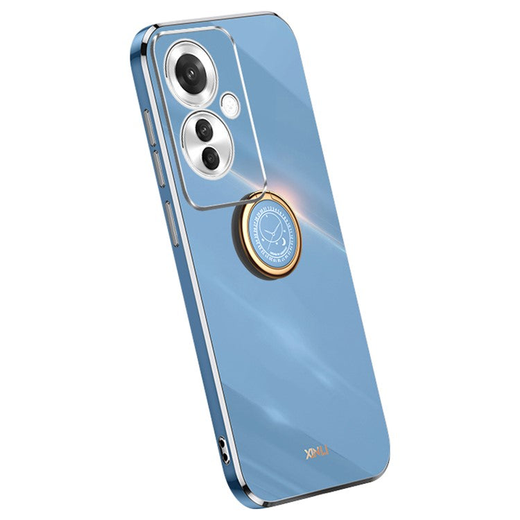 XINLI For Oppo Reno11 F 5G Case Electroplating TPU Phone Cover with Kickstand - Blue