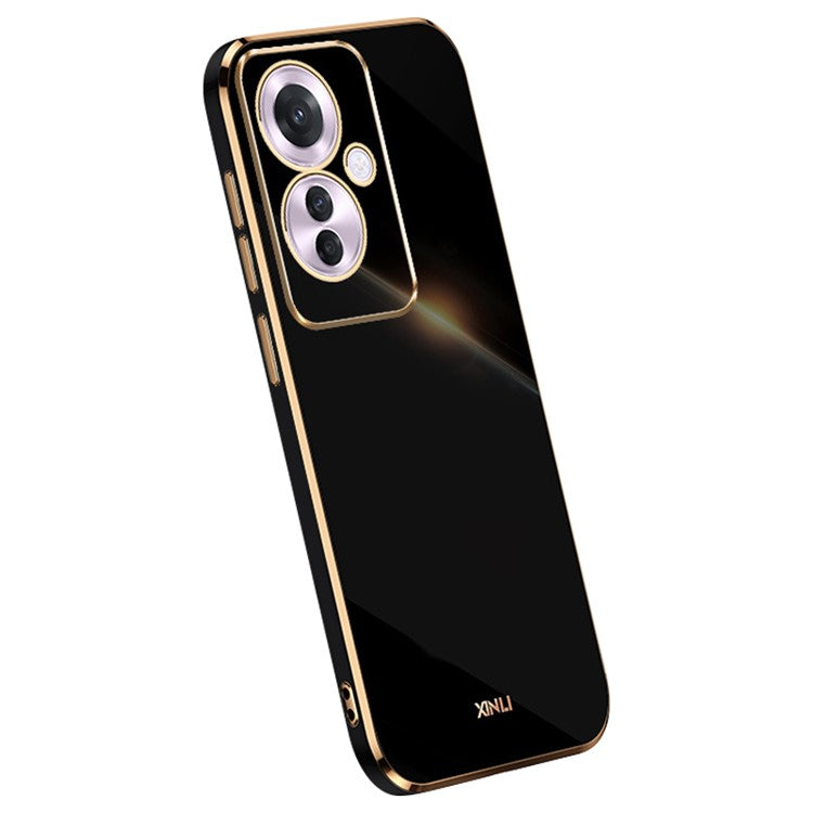 XINLI For Oppo Reno11 F 5G Case TPU Phone Cover Electroplating Frame - Black