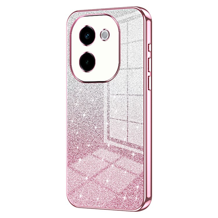 For vivo Y200 Pro 5G Case Electroplating Gradient Glitter TPU Phone Cover - Pink