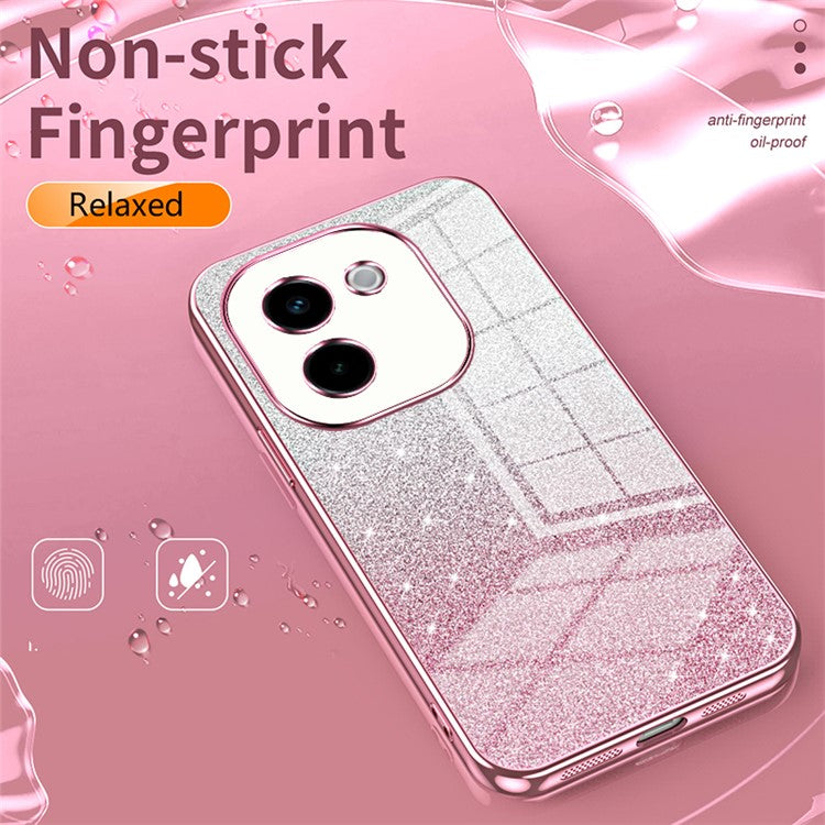 For vivo Y200 Pro 5G Case Electroplating Gradient Glitter TPU Phone Cover - Pink