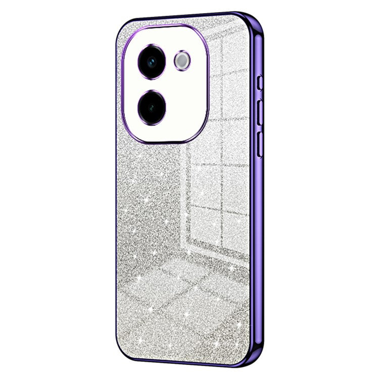 For vivo Y200 Pro 5G Case Electroplating Gradient Glitter TPU Phone Cover - Purple