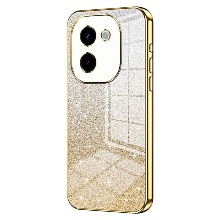 For vivo Y200 Pro 5G Case Electroplating Gradient Glitter TPU Phone Cover - Gold