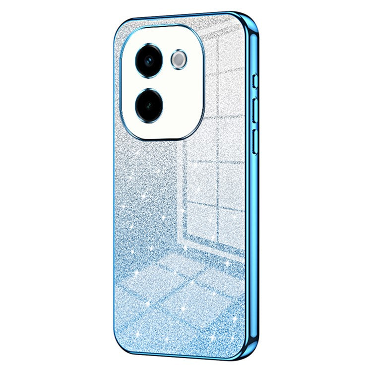 For vivo Y200 Pro 5G Case Electroplating Gradient Glitter TPU Phone Cover - Blue