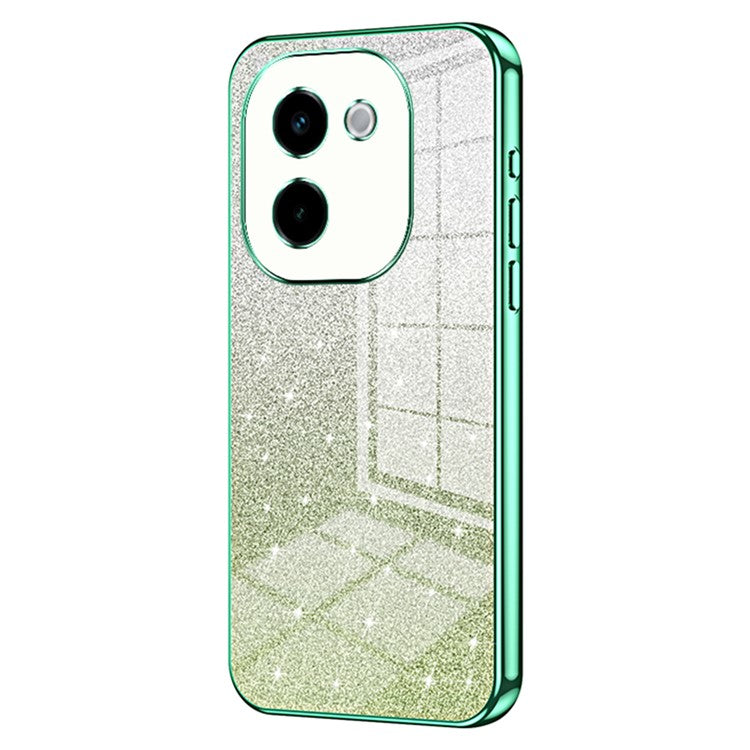 For vivo Y200 Pro 5G Case Electroplating Gradient Glitter TPU Phone Cover - Green