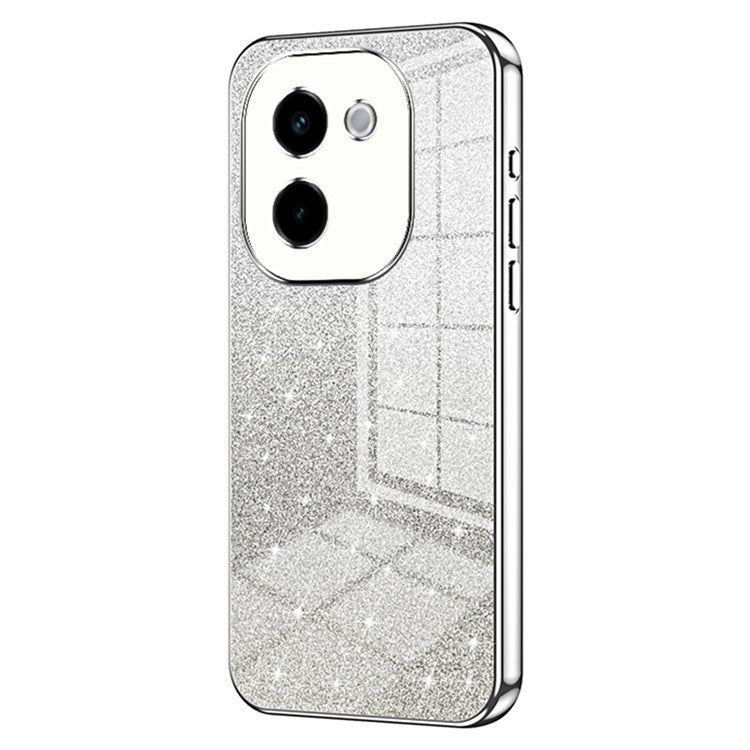 For vivo Y200 Pro 5G Case Electroplating Gradient Glitter TPU Phone Cover - Silver