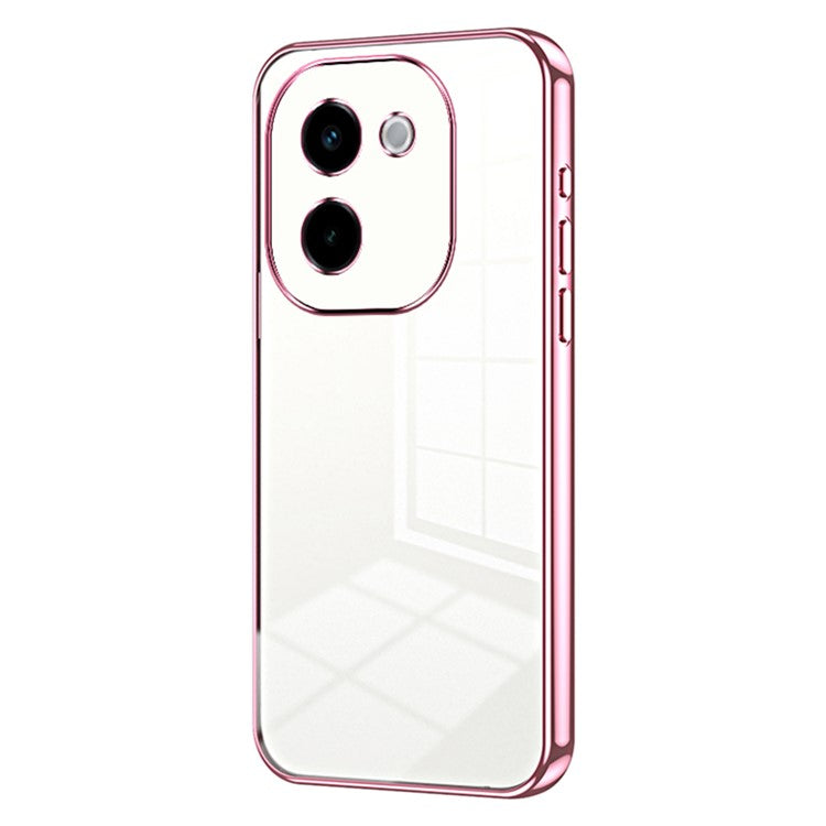 For vivo Y200 Pro 5G Case Soft TPU Transparent Electroplating Phone Cover - Pink