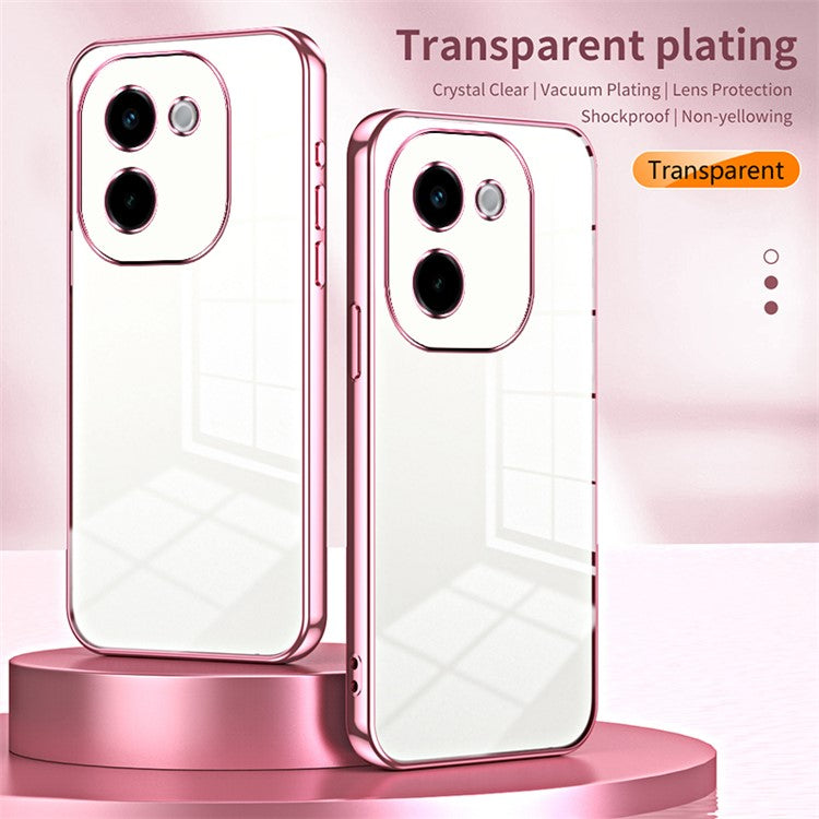 For vivo Y200 Pro 5G Case Soft TPU Transparent Electroplating Phone Cover - Pink