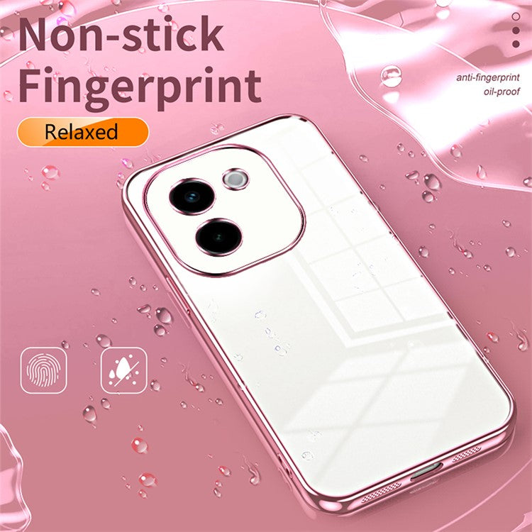 For vivo Y200 Pro 5G Case Soft TPU Transparent Electroplating Phone Cover - Pink