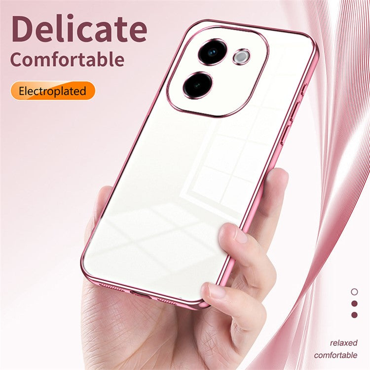 For vivo Y200 Pro 5G Case Soft TPU Transparent Electroplating Phone Cover - Pink