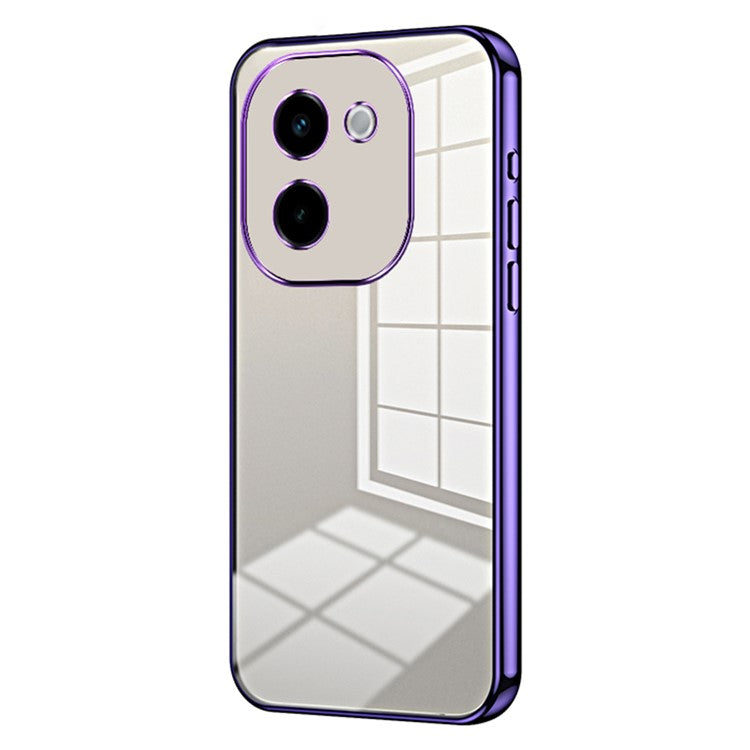 For vivo Y200 Pro 5G Case Soft TPU Transparent Electroplating Phone Cover - Purple