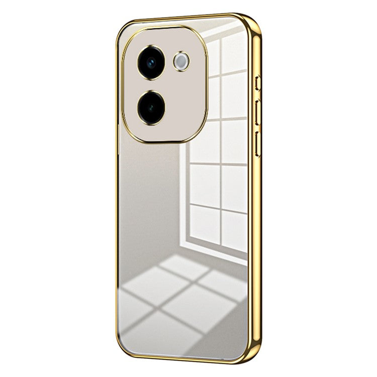 For vivo Y200 Pro 5G Case Soft TPU Transparent Electroplating Phone Cover - Gold