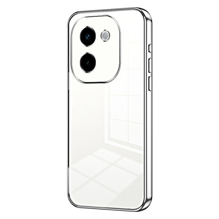 For vivo Y200 Pro 5G Case Soft TPU Transparent Electroplating Phone Cover - Silver