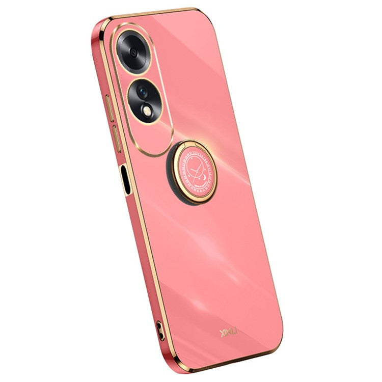 XINLI For Oppo A60 4G Case Kickstand Electroplating Gold Edge TPU Phone Cover - Red