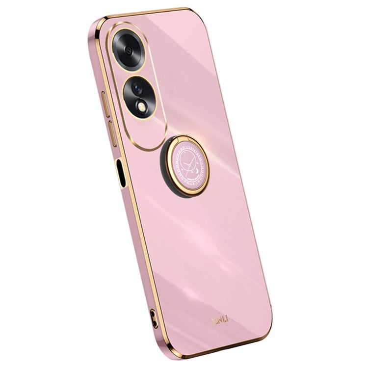 XINLI For Oppo A60 4G Case Kickstand Electroplating Gold Edge TPU Phone Cover - Purple