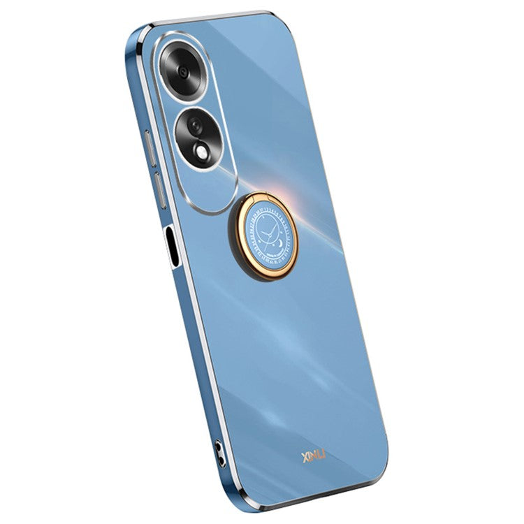 XINLI For Oppo A60 4G Case Kickstand Electroplating Gold Edge TPU Phone Cover - Blue