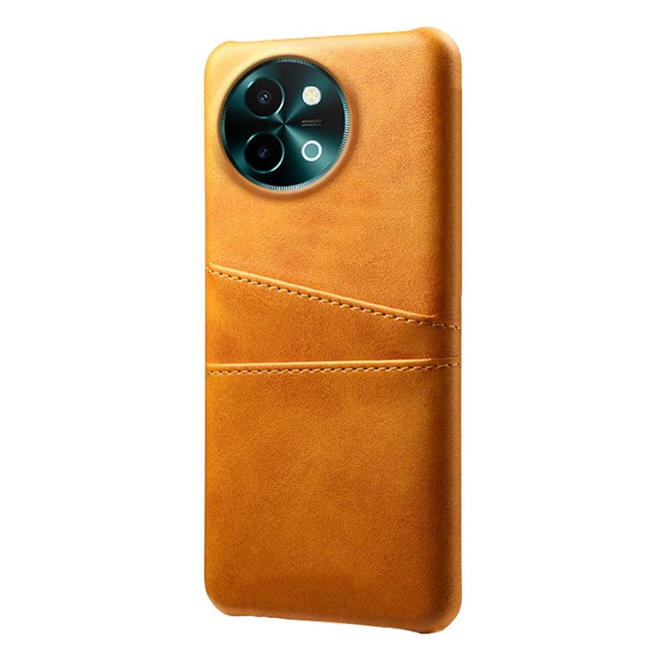 For vivo Y38 5G Case Dual Card Slots PU Leather Hard PC Back Cover - Orange