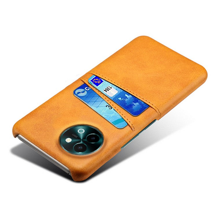 For vivo Y38 5G Case Dual Card Slots PU Leather Hard PC Back Cover - Orange