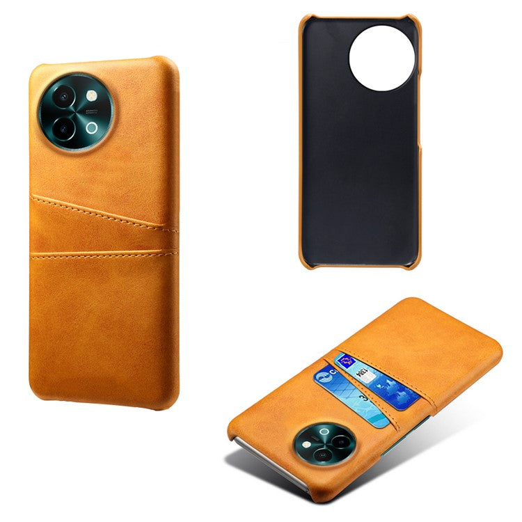 For vivo Y38 5G Case Dual Card Slots PU Leather Hard PC Back Cover - Orange