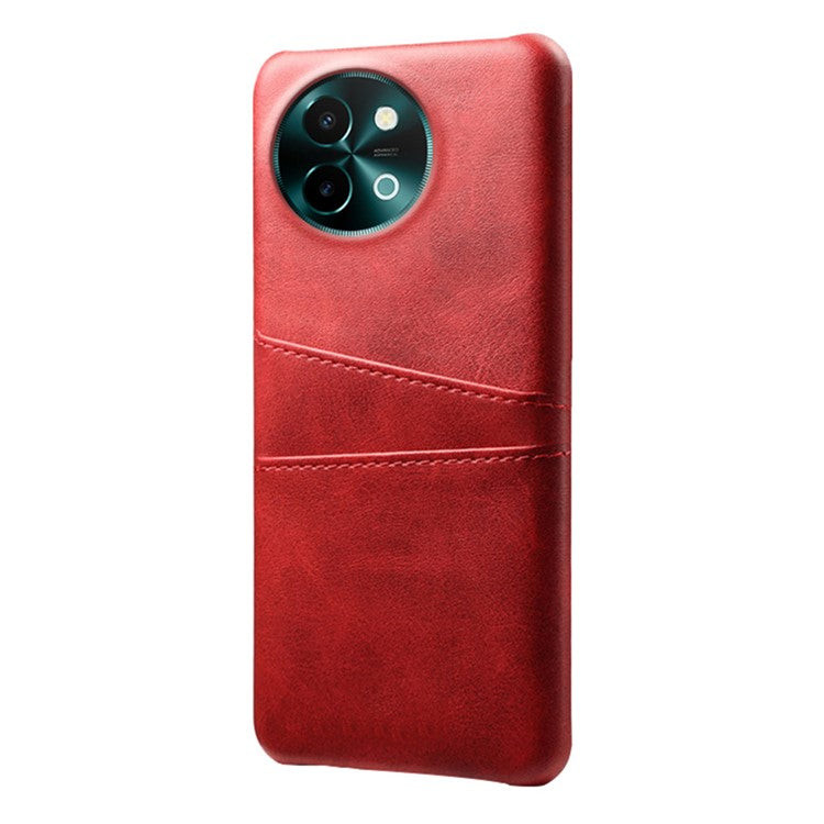 For vivo Y38 5G Case Dual Card Slots PU Leather Hard PC Back Cover - Red