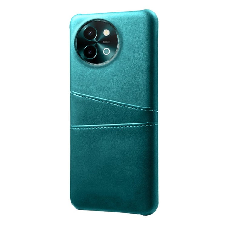 For vivo Y38 5G Case Dual Card Slots PU Leather Hard PC Back Cover - Green