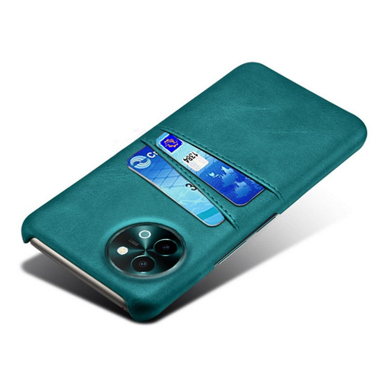 For vivo Y38 5G Case Dual Card Slots PU Leather Hard PC Back Cover - Green