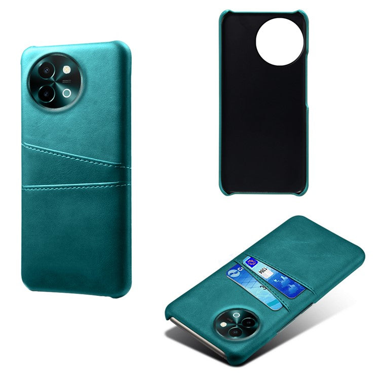 For vivo Y38 5G Case Dual Card Slots PU Leather Hard PC Back Cover - Green