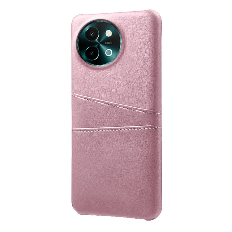 For vivo Y38 5G Case Dual Card Slots PU Leather Hard PC Back Cover - Rose Gold