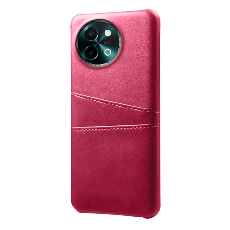 For vivo Y38 5G Case Dual Card Slots PU Leather Hard PC Back Cover - Rose