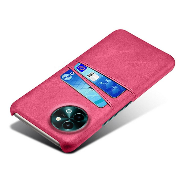 For vivo Y38 5G Case Dual Card Slots PU Leather Hard PC Back Cover - Rose